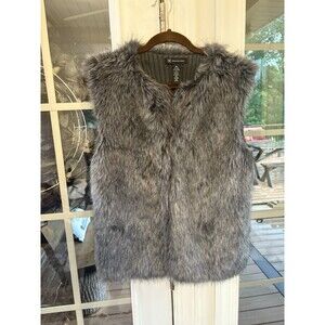 INC International Concepts Charcoal Gray Faux Fur Sweater Vest- M/L
